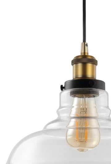 Litchfield 11" Farmhouse Metal/Glass LED Pendant - JONATHAN Y